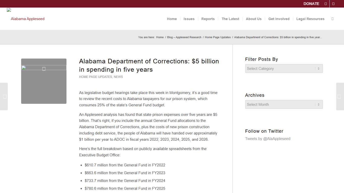 Alabama Department of Corrections: $5 billion in spending in five years – Alabama Appleseed