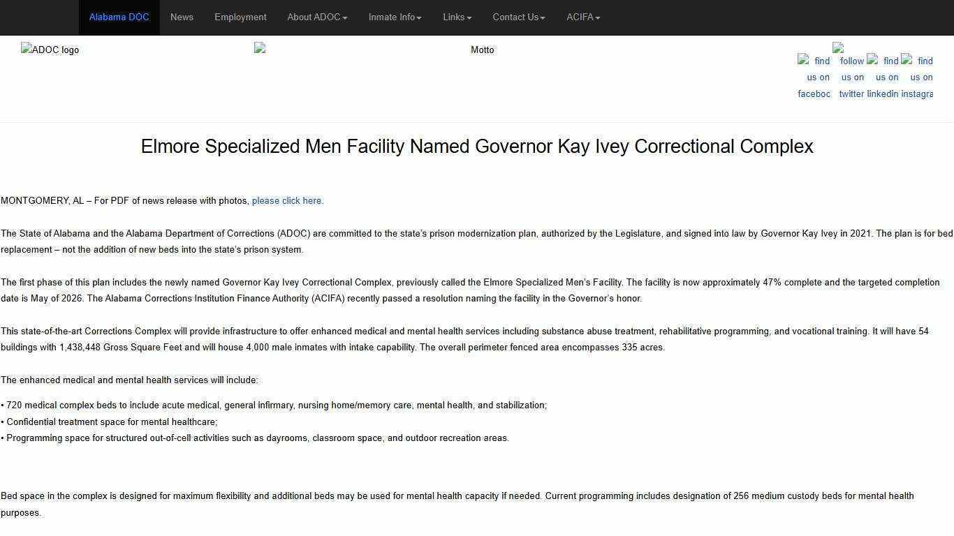 - Alabama Dept of Corrections